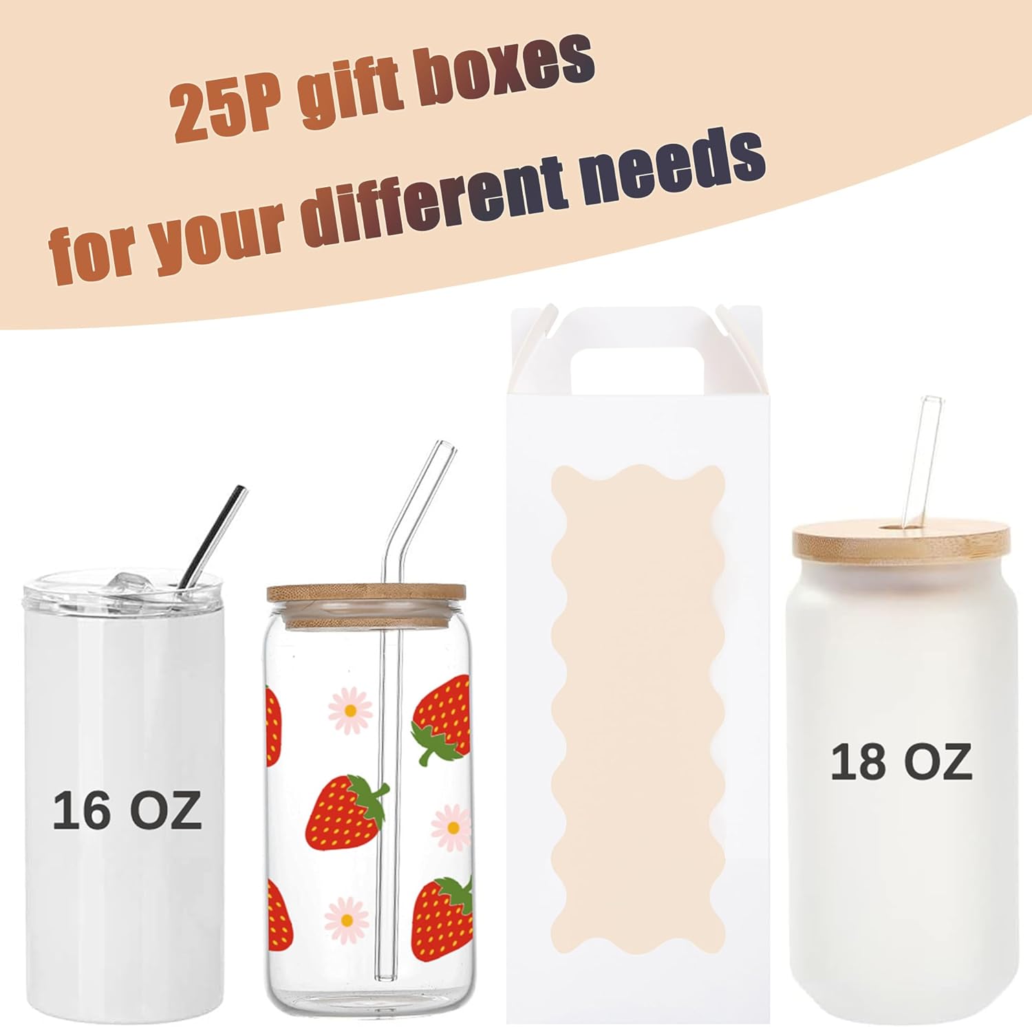 25 Pack Tumbler Gift Boxes wit - Tumbler 20Oz White avis et prix