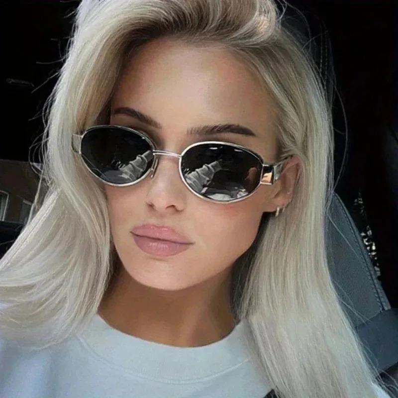 New Oval Sunglasses for Women  - Metal Photo Panel avis et prix