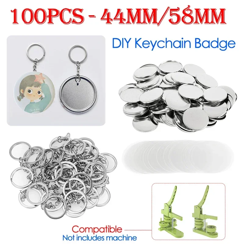 100PCS 44mm 58mm Keychains Bad - Button Badge Blank avis et prix