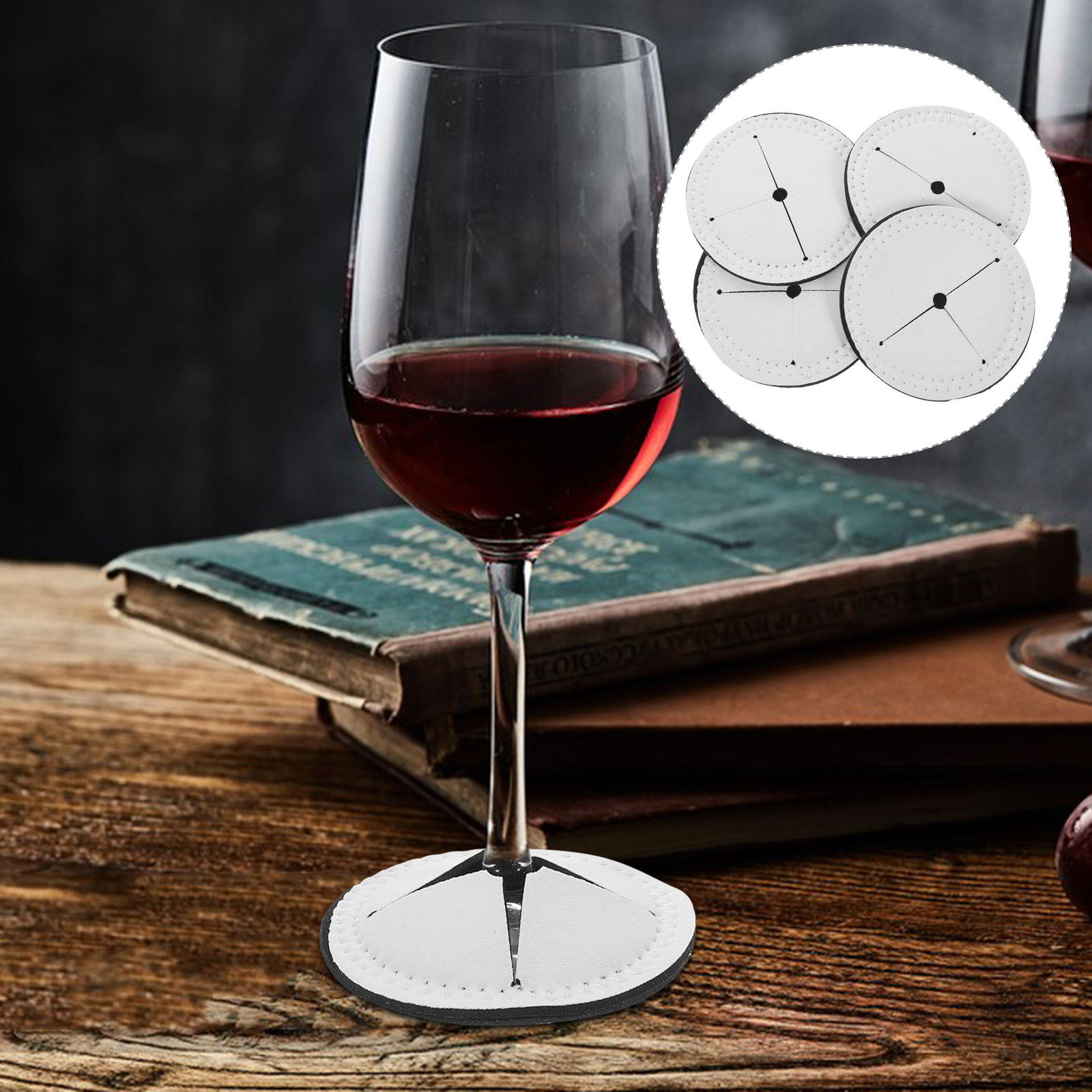 4Pcs Red Wine Cup Coasters Hea - Coaster Sublimation Blank avis et prix
