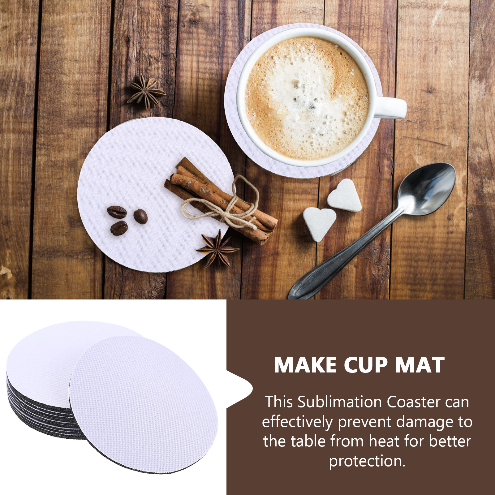 10Pcs Sublimation Heat Transfe - Coaster Sublimation Blank avis et prix
