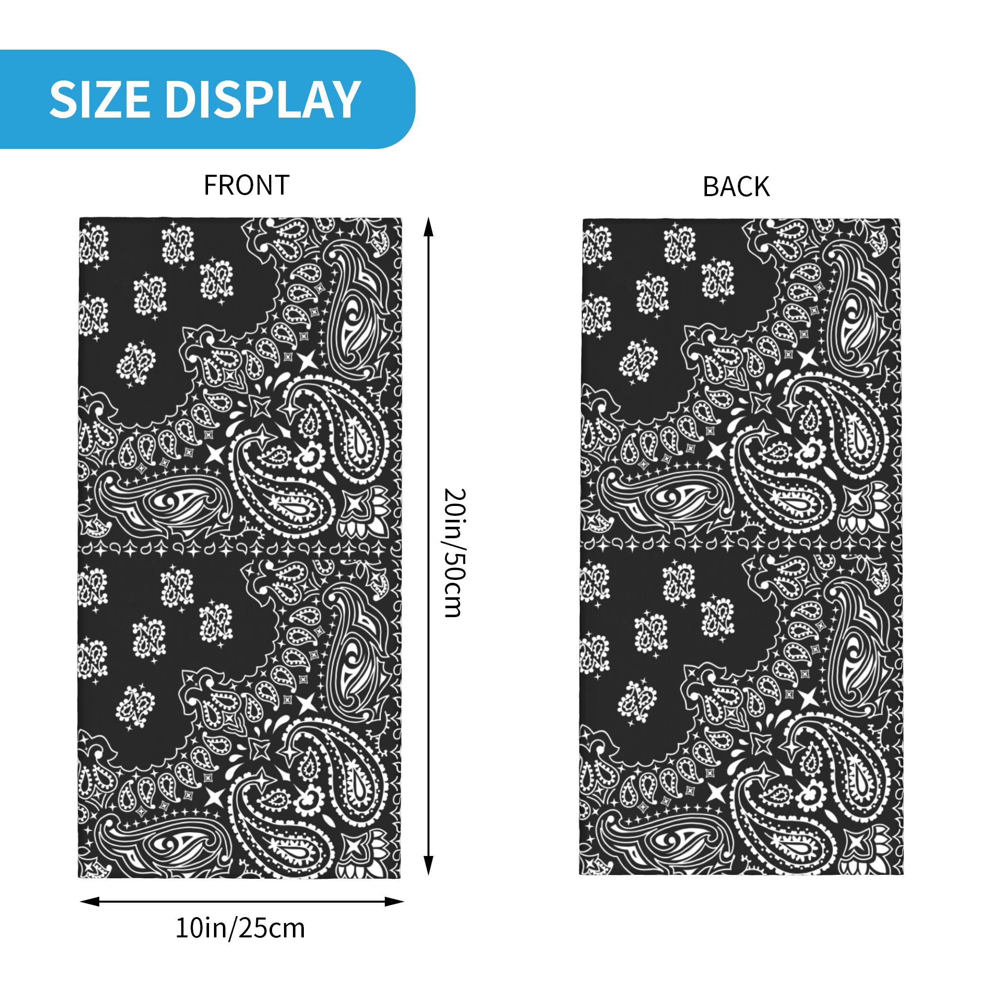Custom Black And White Paisley - Bandana Blank White avis et prix