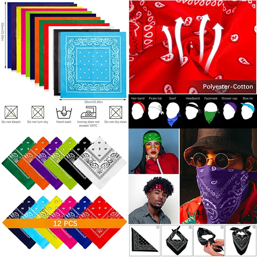 12- Bandanas for Men Women Pai - Bandana Blank White avis et prix