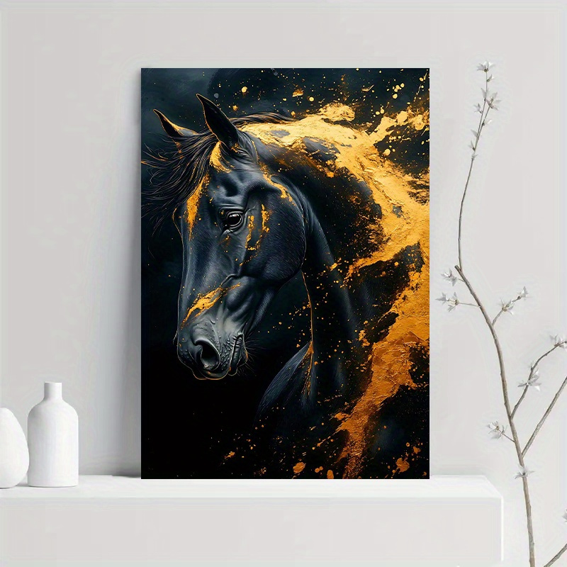 1pc Elegant Black Horse Canvas - Canvas Wrap Ready avis et prix