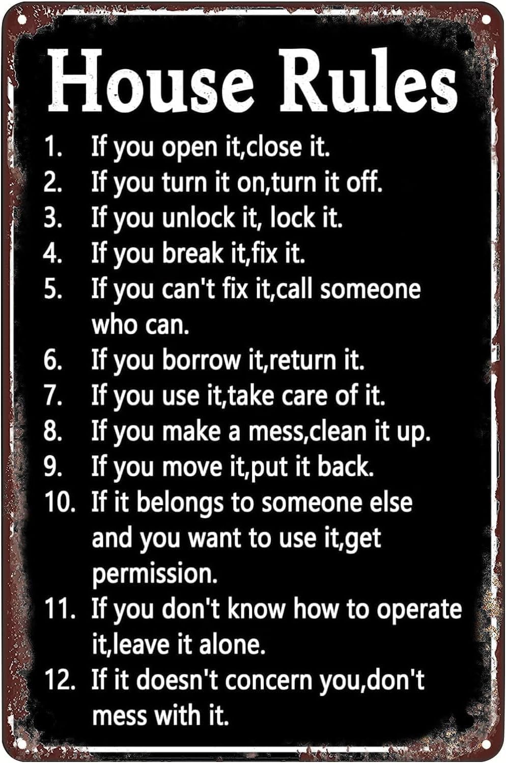 House Rules Vintage Metal Sign - Yard Sign Blank avis et prix